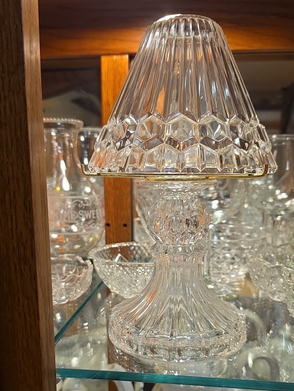 Vintage 1990s PartyLite Astoria Clear Crystal-Style Glass Tea Lite Lamp